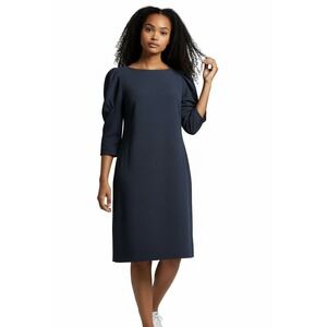 Vince Camuto Navy Blue‎ Textured Puff Sleeve Sheath Dress Size 16 NWT